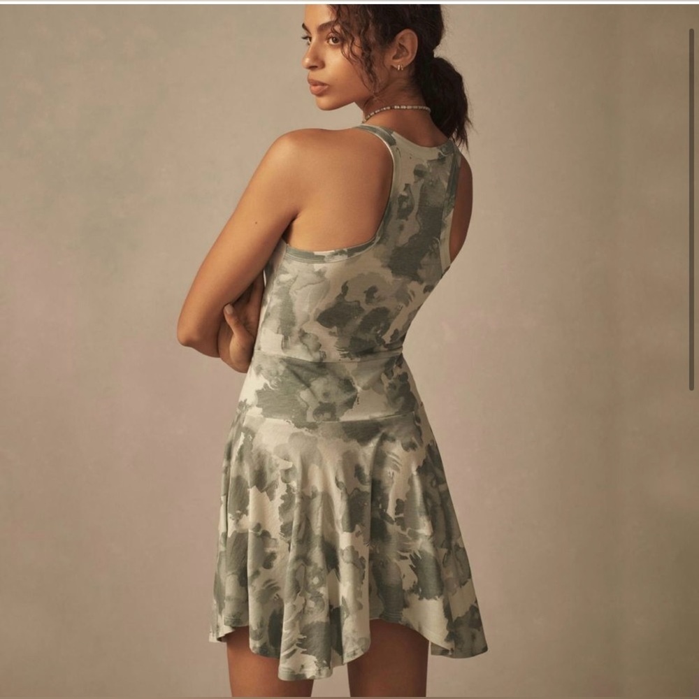 NWT Daily Practice by Anthropologie Half Pipe Mini Dress‎ in Green Motif Size L - Picture 3 of 13